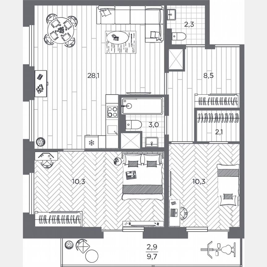 2-к. квартира, 74,5 м², 25/25 эт.