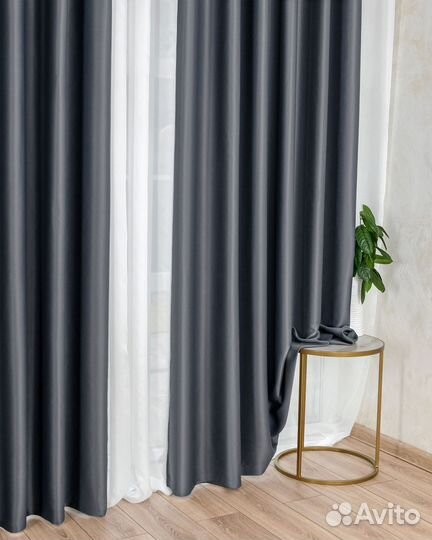 Портьеры блэкаут Амадео серый шторы