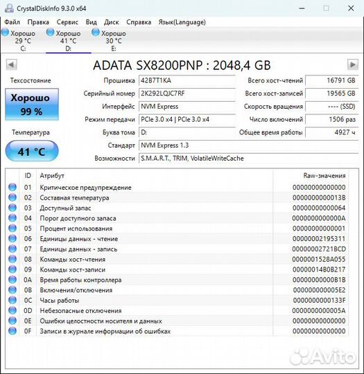 SSD M.2 накопитель adata XPG SX8200 Pro 2TB