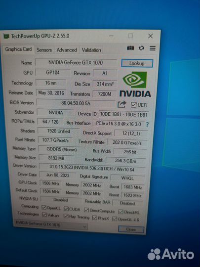 Palit gtx 1070 8 gb