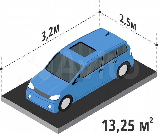 Машиноместо, 13 м²
