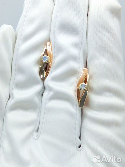 Серьги с природным камнем Золото