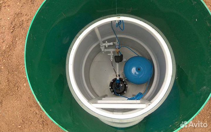 Кессон для скважины, автоматика, адаптер. Септик
