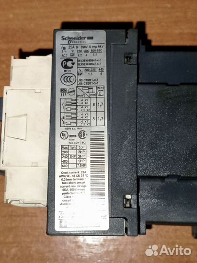Контактор LC1D09BL и разетки