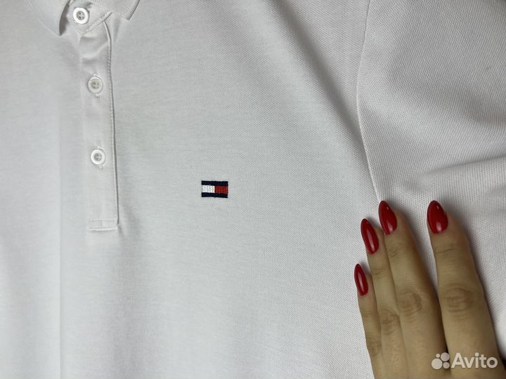 Поло Tommy Hilfiger 46-58 Белый, голубой, синий, б