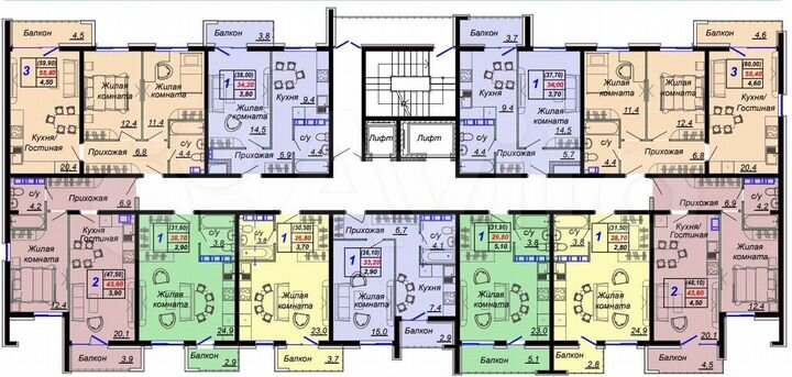 3-к. квартира, 60 м², 5/15 эт.
