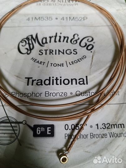Струна гитарная Martin Guitars 6E 0.052 1.32бронза