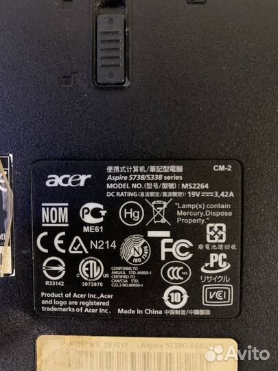 Ноутбук acer 5738 на запчасти