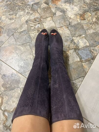 Замшевые летние сапоги