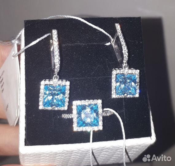 16,5раз.Серебряный комплект 925 пр.Серьги и кольцо