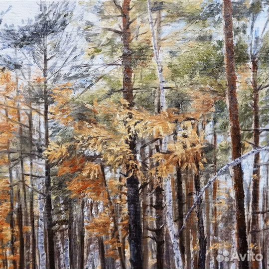 Картина маслом лесной пейзаж