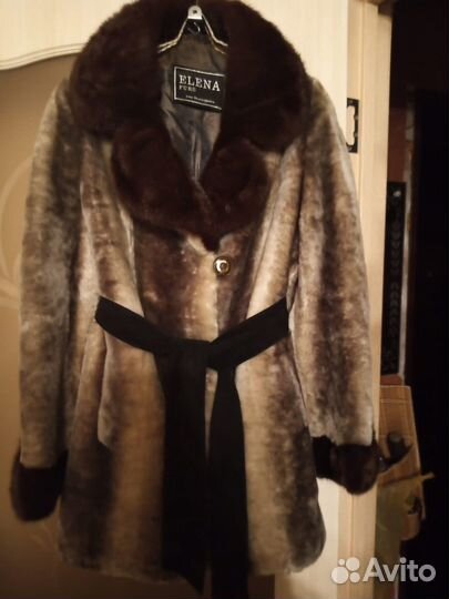 Шуба мутоновая с норкой 48