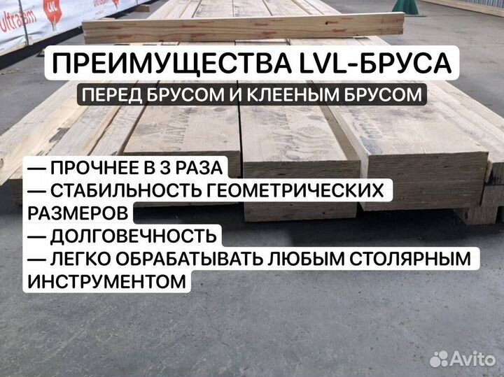 Лвл Брус LVL 75x200x 8.0 метр