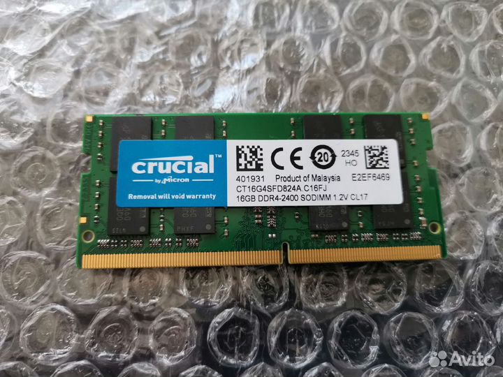 Оперативная память Crucial 16 гб 2400 мгц DDR4