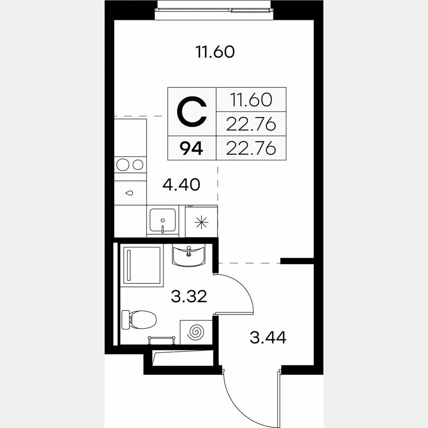 Квартира-студия, 22,8 м², 7/9 эт.