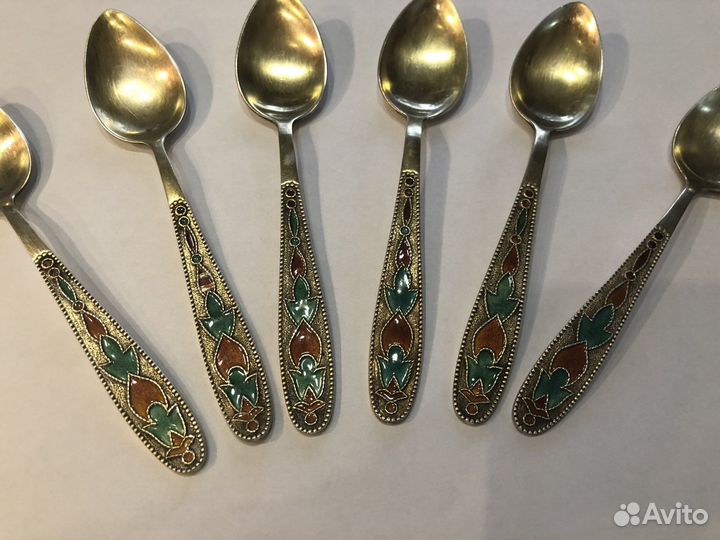 Серебряные ложки СССР с эмалью