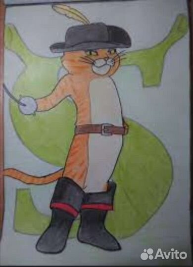 Кот в подкрадулях рисунок