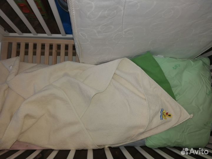 Кроватка, матрас,балдахин, подушка, пост.б,полотен