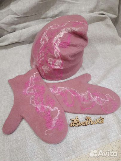 Варежки валяные, ручная работа