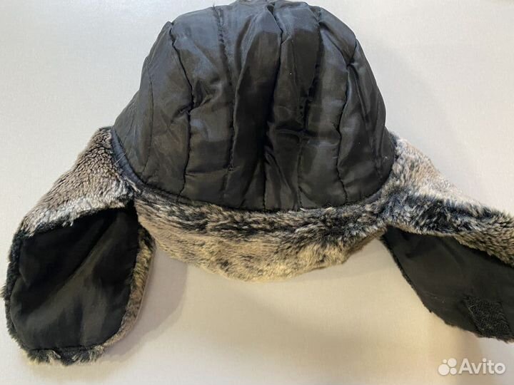 Детская зимняя шапка ушанка, черная. 6-8 лет