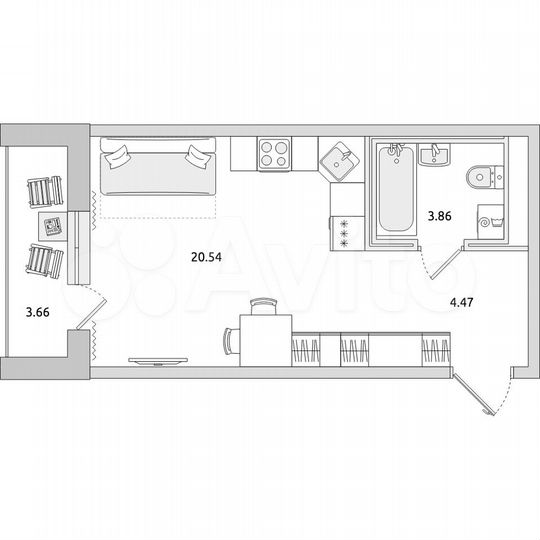 Квартира-студия, 32,5 м², 8/21 эт.