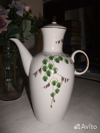 Чайник Зеленая ветка фарфор СССР лфз 60-е гг