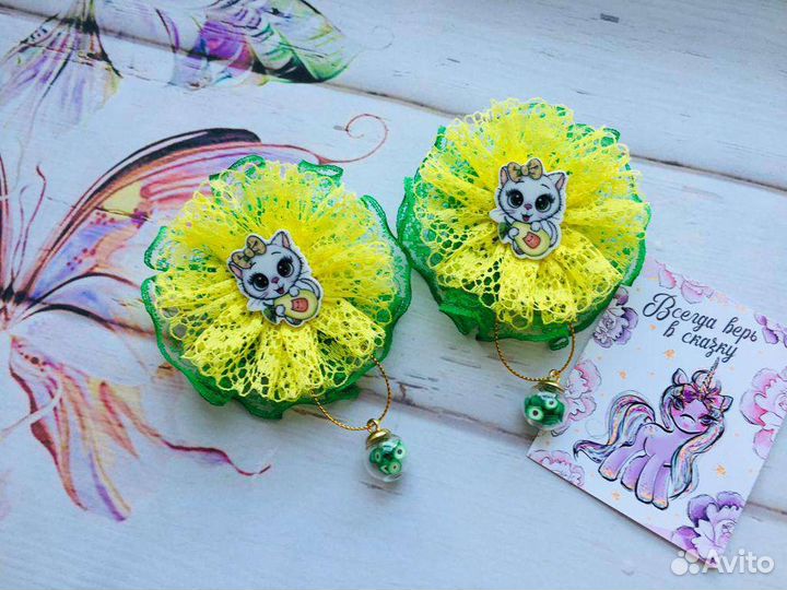 Летние яркие бантики резинки для волос