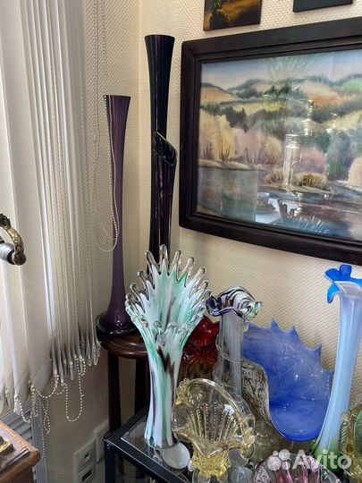 Вазочка цветное стекло винтаж