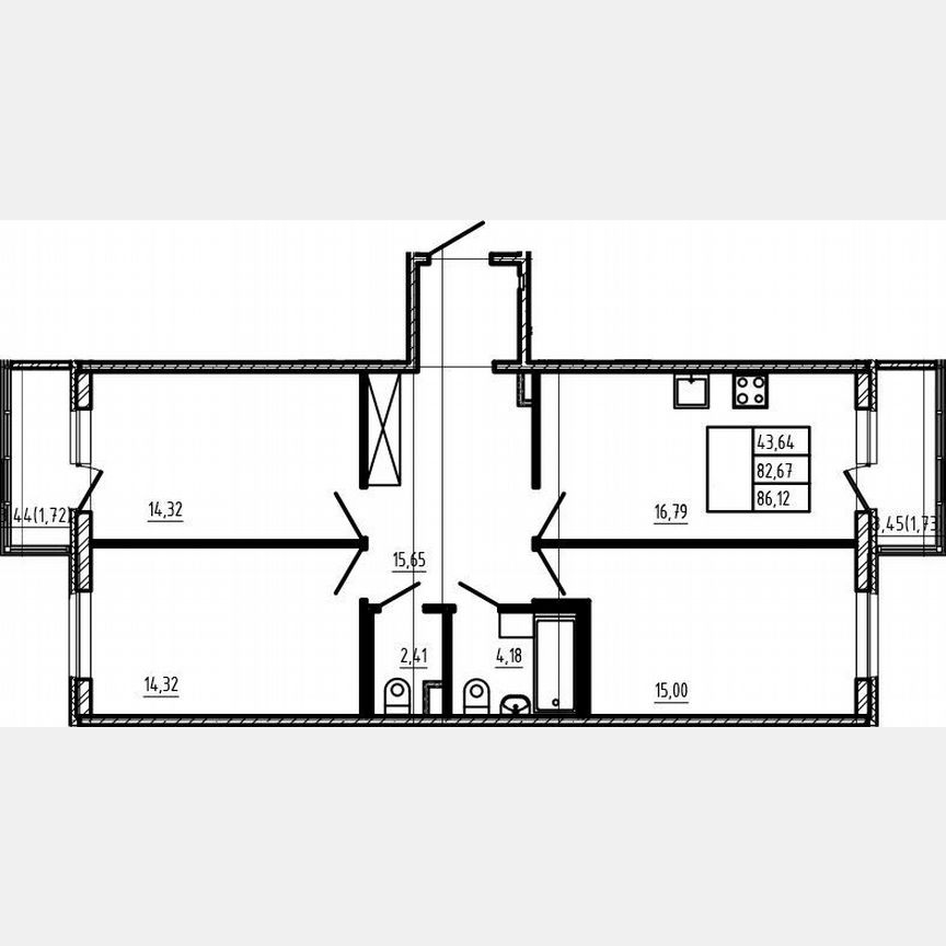 4-к. квартира, 82,7 м², 1/4 эт.