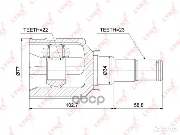 ШРУС внутр. toyota Yaris(P10) 1.3 99-05 / Yaris