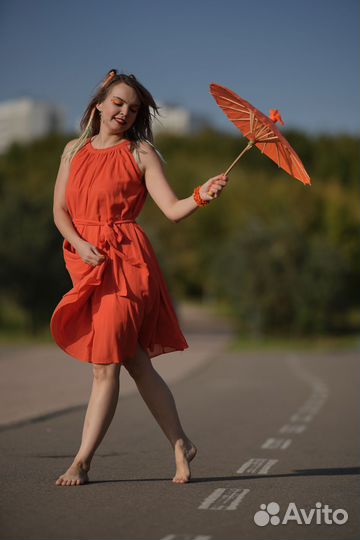 Платье оранжевое женское вечернее