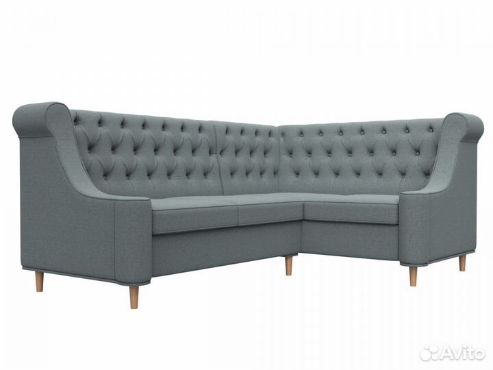 Диван кухонный угловой Бронкс правый угол, рогожка, амур серый