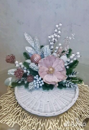 Новогодний декор. Фонарь. Поднос