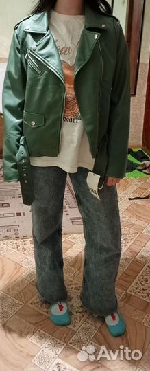 Кожаная куртка косуха zara