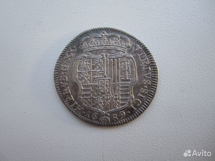 Италия Неаполь 1 тари 20 грано 1689 года Серебро