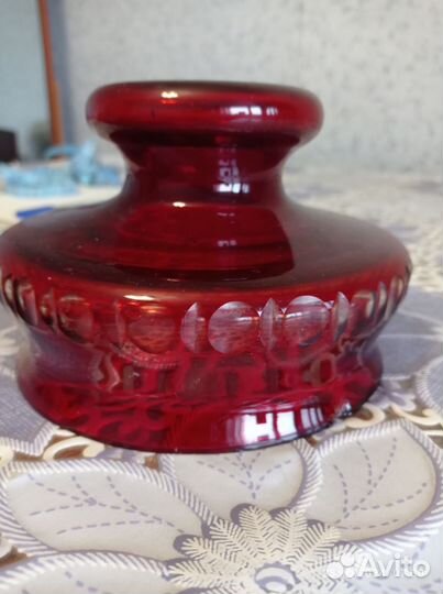 Конфетница, ваза для фруктов красный хрусталь СССР