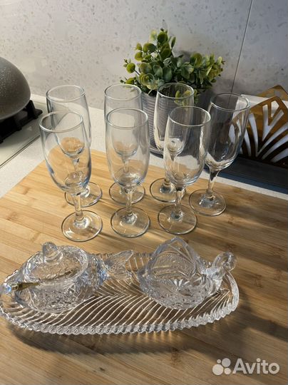 Бокалы под шампанское IKEA, хрусталь