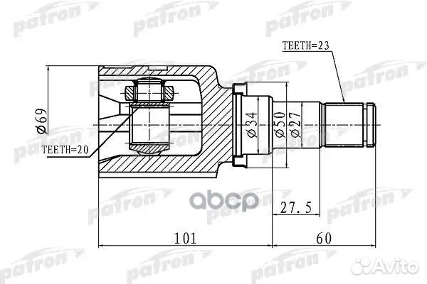 ШРУС внутренний 23x34x20 toyota yaris (JPP) KSP90