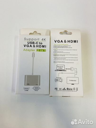 Хаб/концентратор hub Type-c - hdmi (4K) + VGA