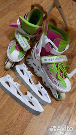 Коньки ролики 2 в 1 раздвижные