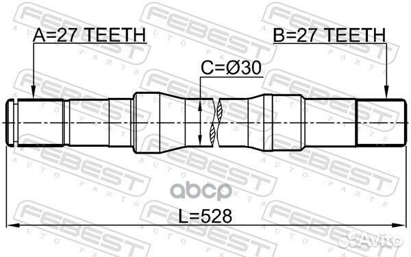 Полуось правая 27X527X27 opel antara 06- 1012C1