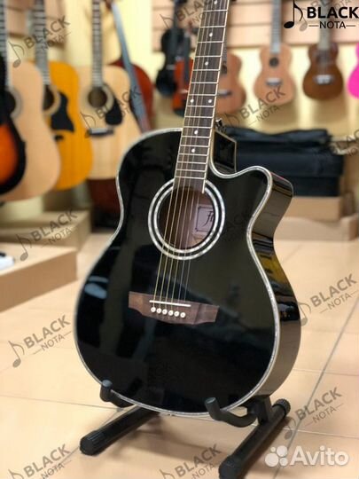 Акустическая гитара flight черная с окантовкой