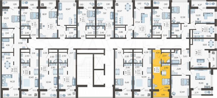 Квартира-студия, 23,3 м², 6/19 эт.