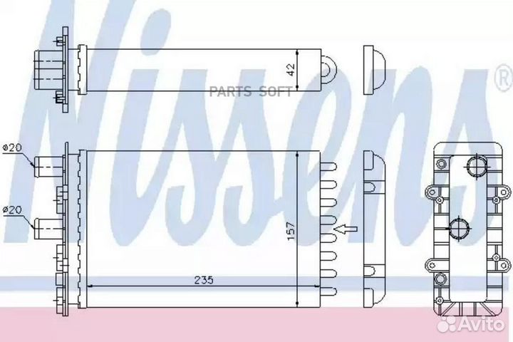 Радиатор отопителя VW transporter T4 cabine 90