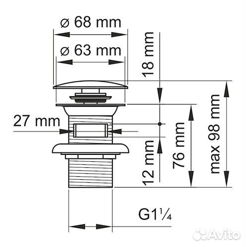 Донный клапан WasserKraft светлая бронза А046