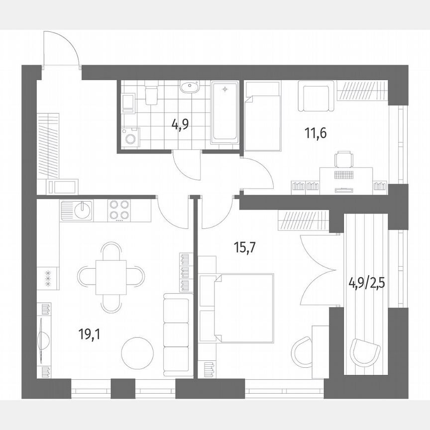 2-к. квартира, 63,3 м², 2/11 эт.