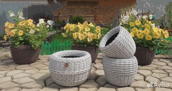 Кашпо комплект из ротанга