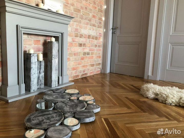 Каминный портал Париж серый