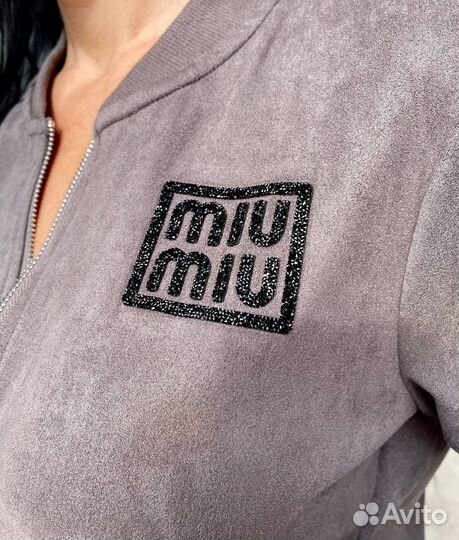 Спортивный костюм двойка под замшу MiuMiu