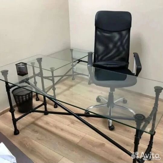 Стеклянный стол в кабинет 750х1700x800мм